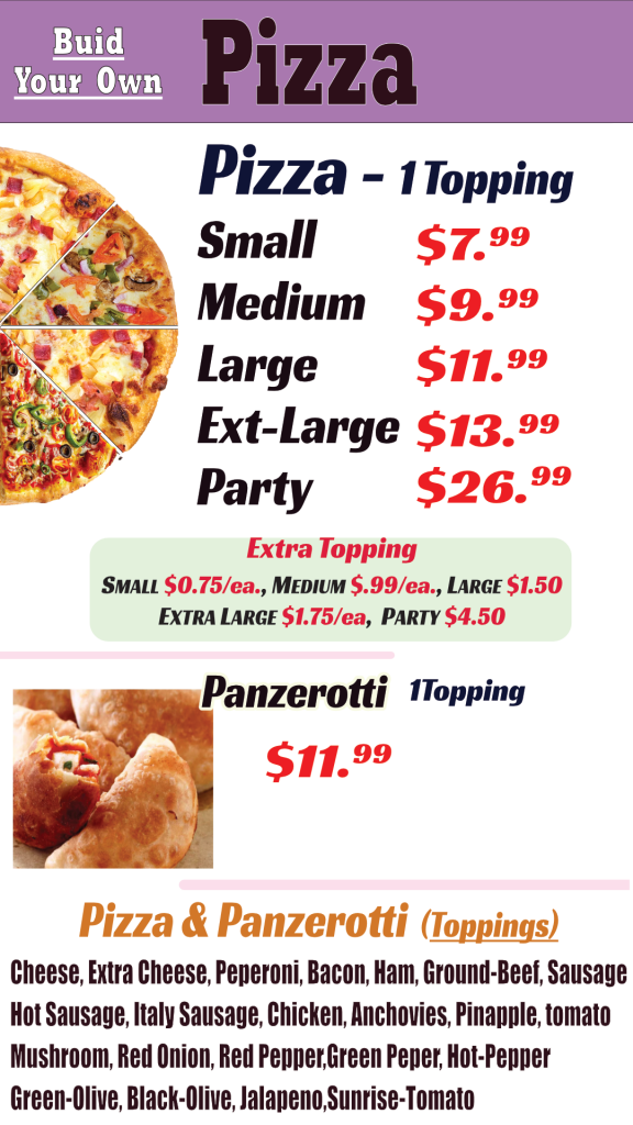 king pizza price